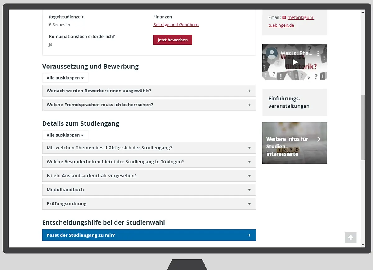Neues Studiengangprofil