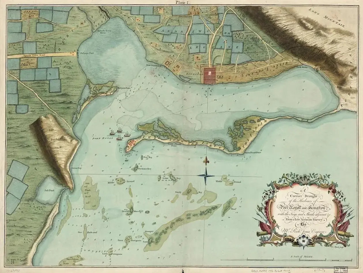 A map of Port Royal and Kingston