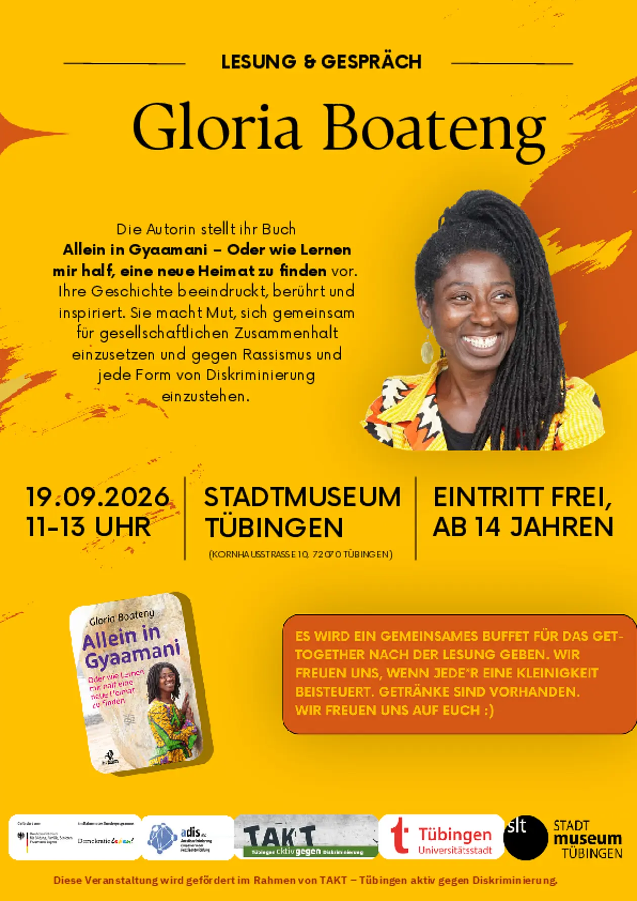 Lesung und Gespräch 19. September 2026, 11-13 Uhr Stadtmuseum Tübingen Eintritt frei, um Spenden wird gebeten