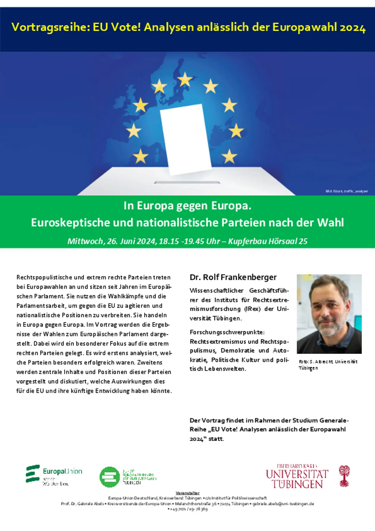 Das Dokument zeigt das Plakat zum Vortrag.