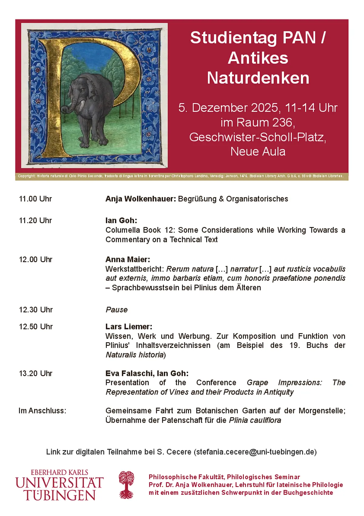 Das Poster zeigt den Ablauf des Studientages, inklusive vier verschiedener Vorträge und Werkstattberichte.