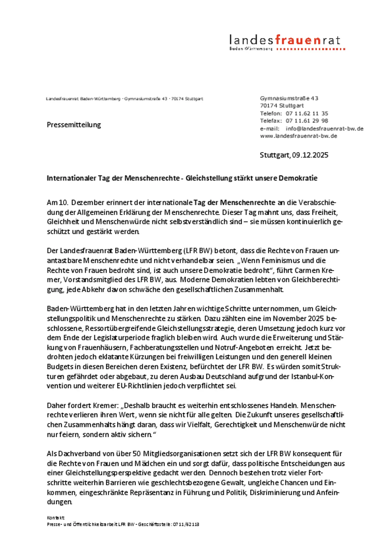 Pressemitteilung LFR