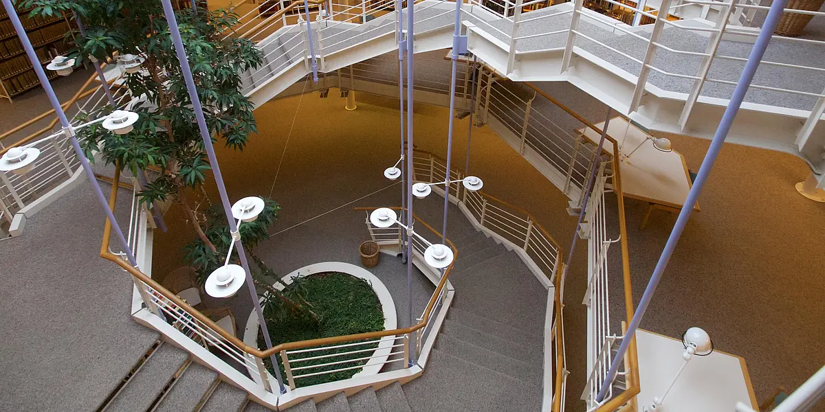 Stairs in the library in the theology building